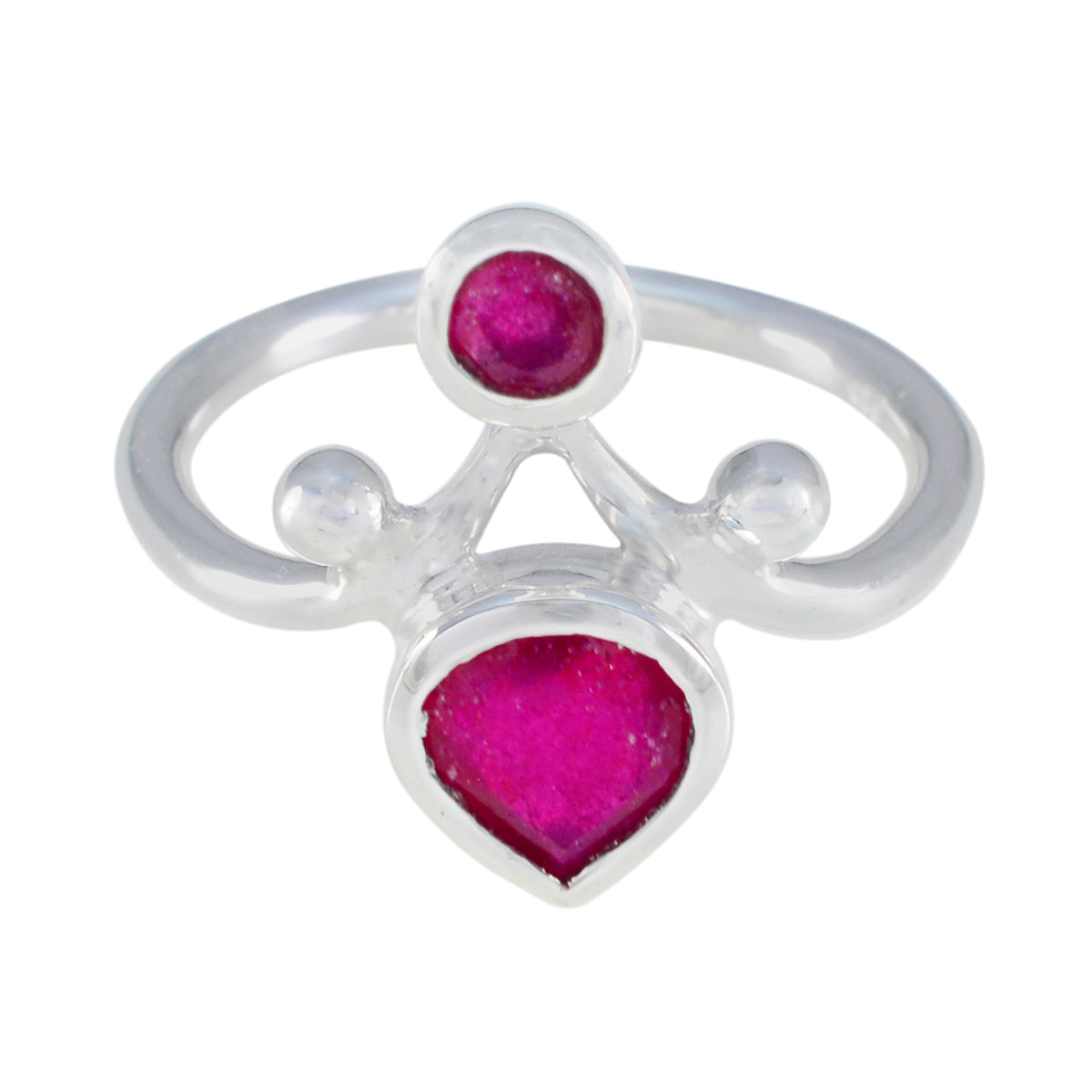 Indian Ruby Toi et Moi Egyptian 925 Silver Red Gems Tiny Fairytale Ring Jewellery