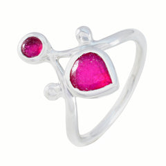 Indian Ruby Toi et Moi Egyptian 925 Silver Red Gems Tiny Fairytale Ring Jewellery