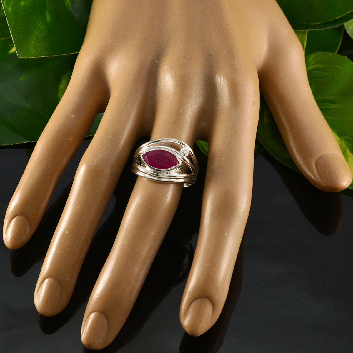 Indian Ruby Toi et Moi Indian 925 Silver Red Gemstone Tiny Artisan Ring Jewellery
