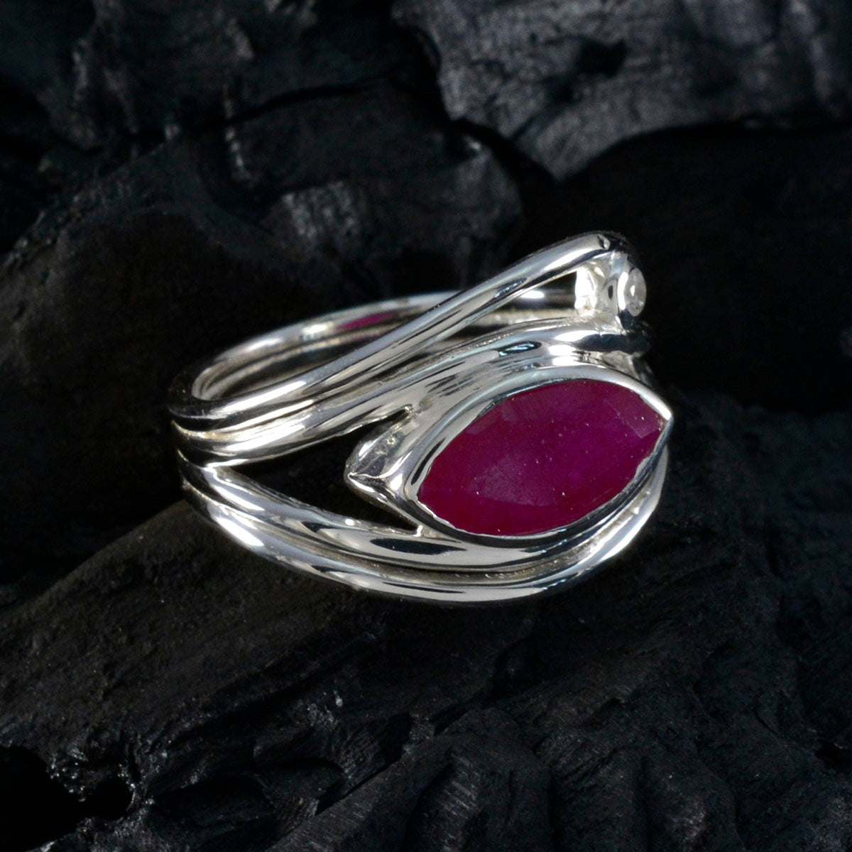 Indian Ruby Toi et Moi Indian 925 Silver Red Gemstone Tiny Artisan Ring Jewellery