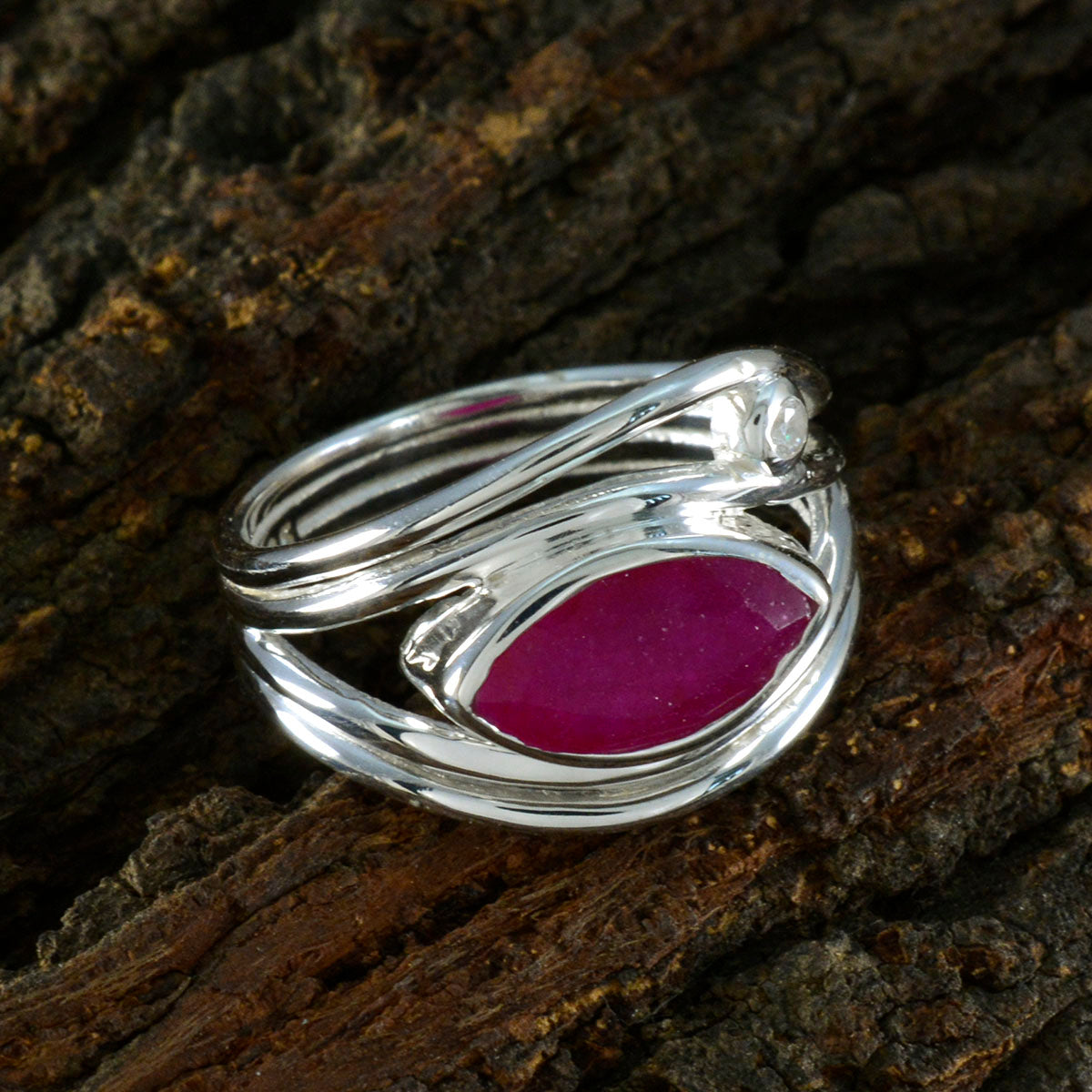 Indian Ruby Toi et Moi Indian 925 Silver Red Gemstone Tiny Artisan Ring Jewellery