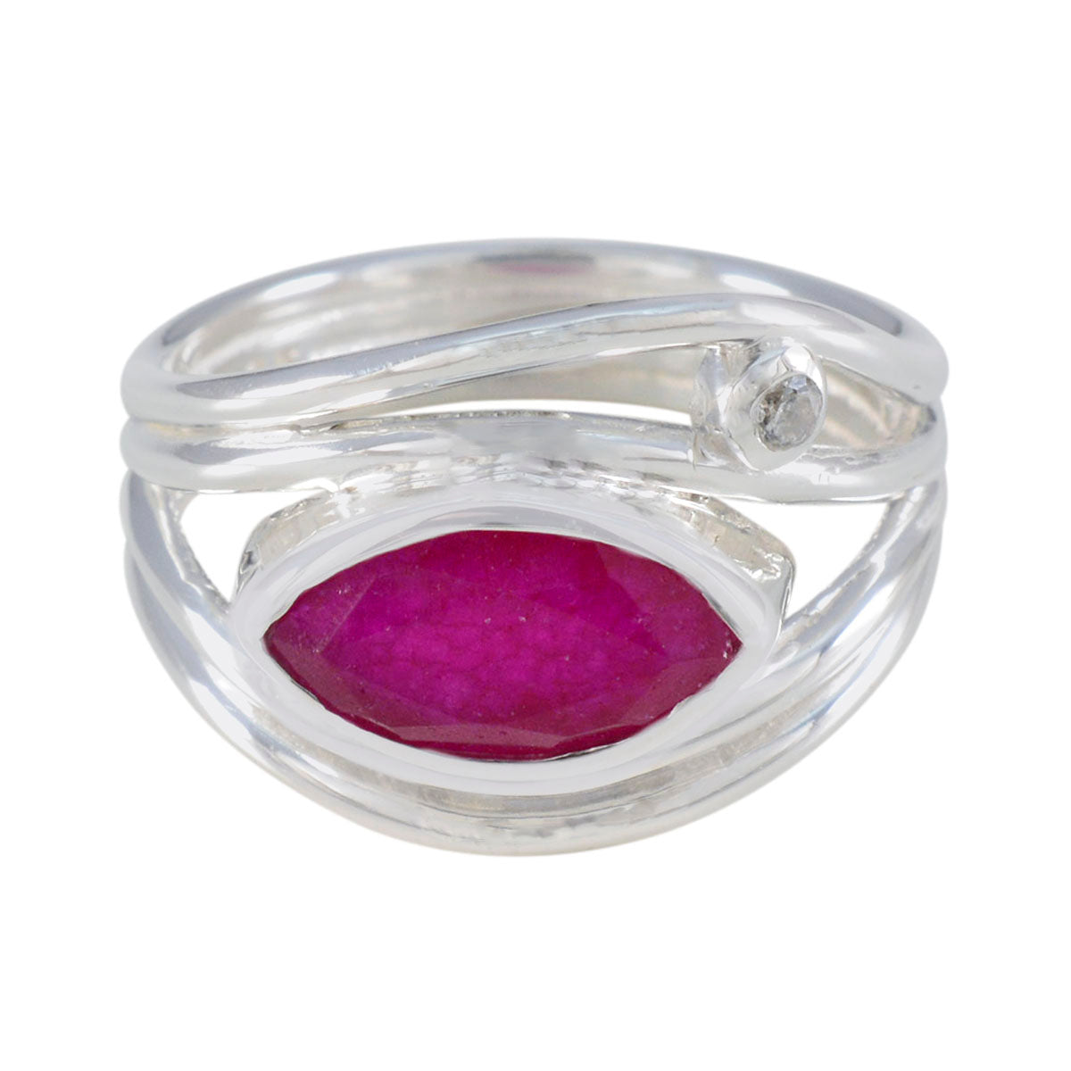 Indian Ruby Toi et Moi Indian 925 Silver Red Gemstone Tiny Artisan Ring Jewellery メイン画像