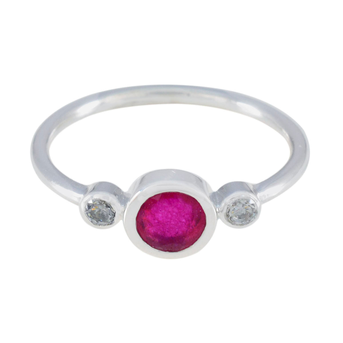 Indian Ruby Trilogy Turkish 925 Sterling Silver Red Gemstones Elegant  Trendy Ring Jewelry Immagine principale del prodotto