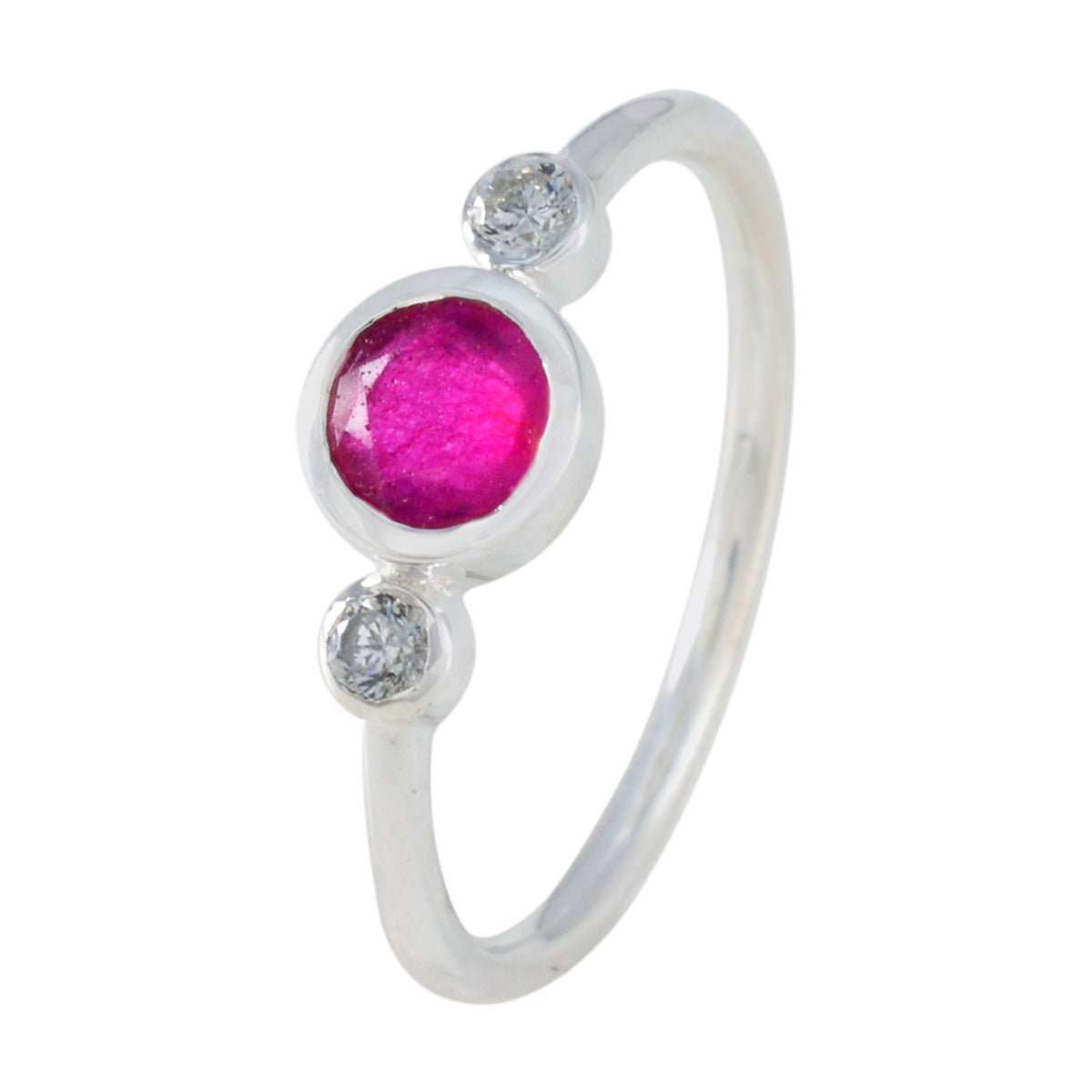 Indian Ruby Trilogy Turkish 925 Sterling Silver Red Gemstones Elegant  Trendy Ring Jewelry