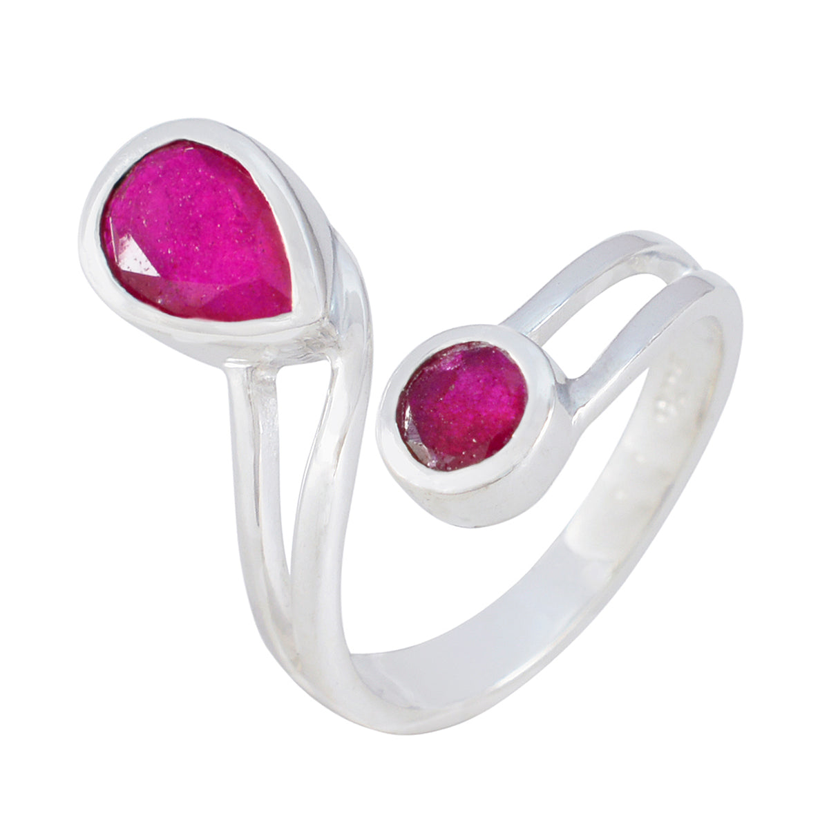 Indian Ruby Toi et Moi German 92.5 Silver Red Gems Tiny Fairytale Ring Jewellery