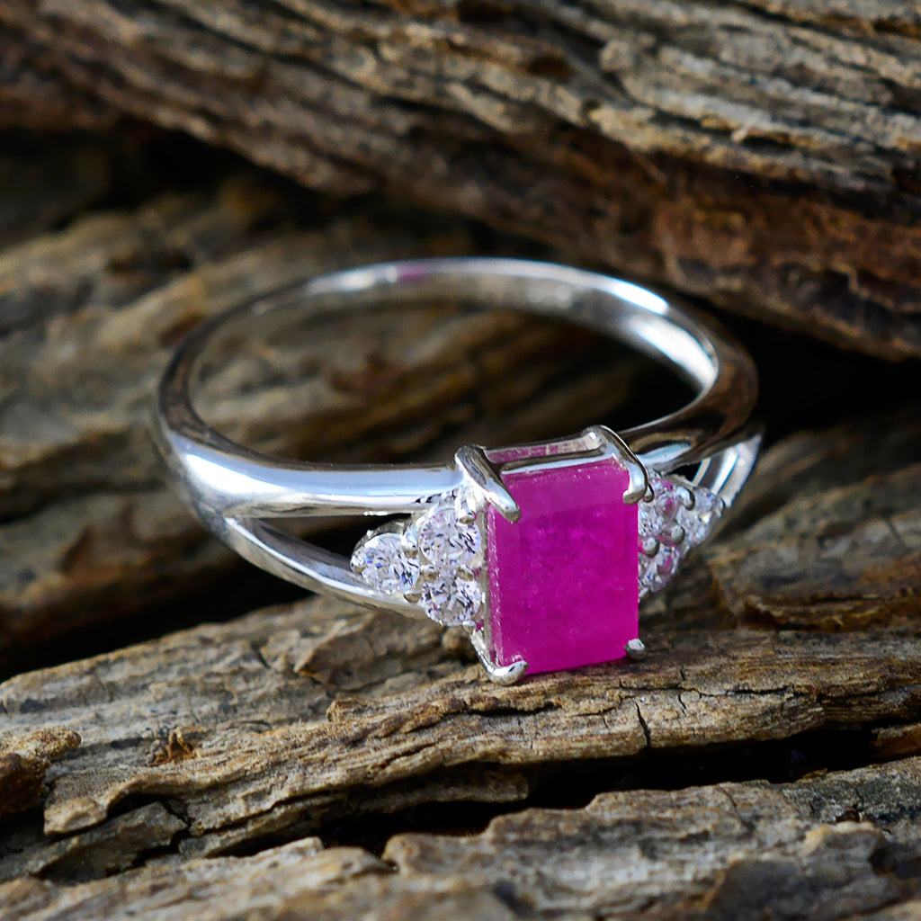 Indian Ruby Halo Korean Sterling Silver Red Gems Dainty Romantic Ring Jewellery