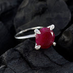 Indian Ruby Halo Indian Sterling Silver Red Gemstone Slim Romantic Ring Jewelry
