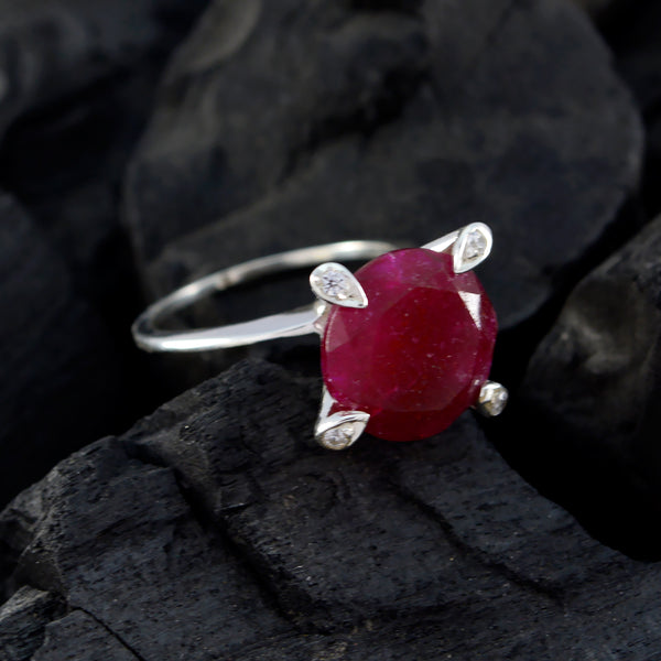 Indischer Rubin-Halo, indischer Sterling-Silber 925, roter Edelstein, schmaler romantischer Ring, Schmuck