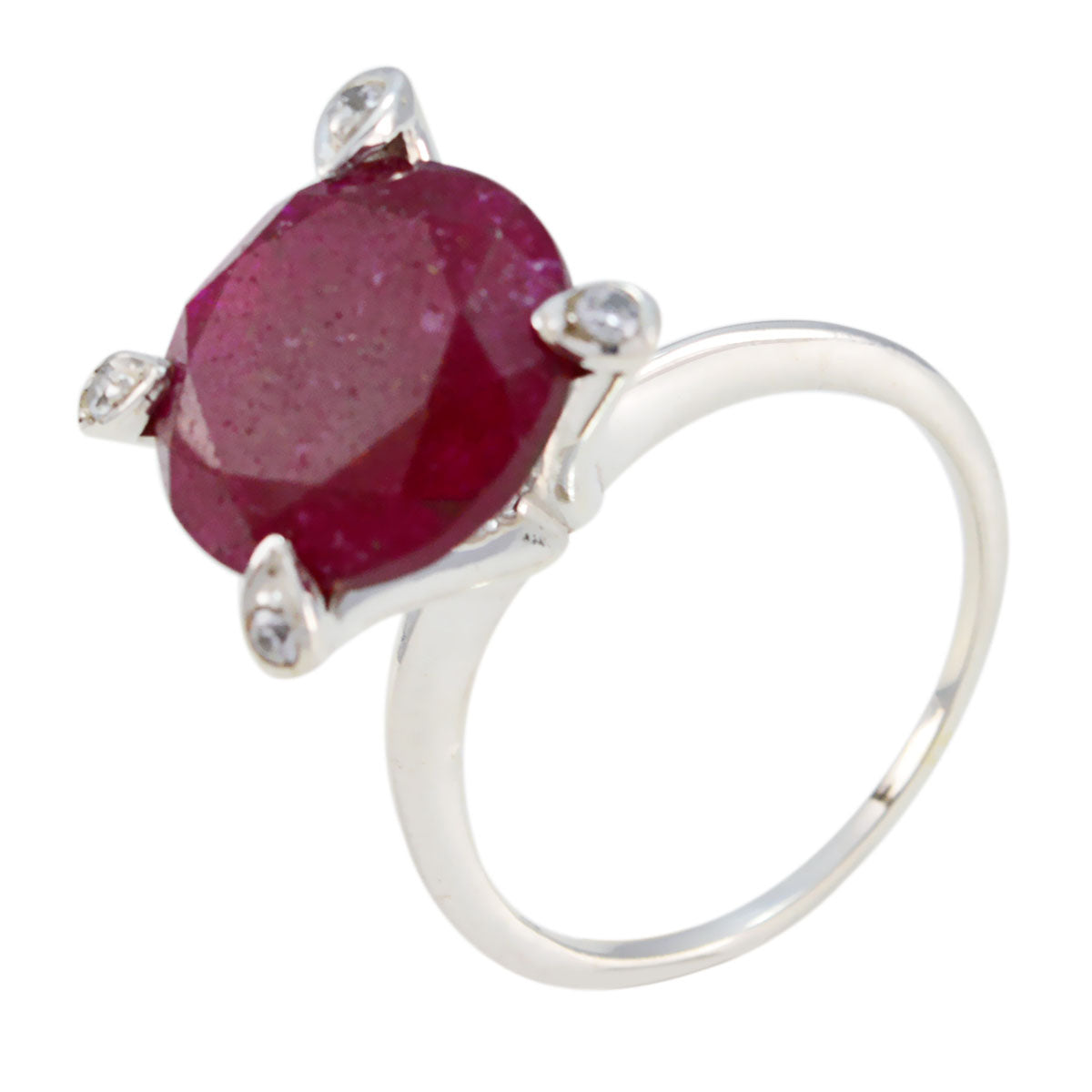 Indian Ruby Halo Indian Sterling Silver Red Gemstone Slim Romantic Ring Jewelry