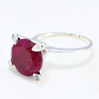Indian Ruby Halo Indian Sterling Silver Red Gemstone Slim Romantic Ring Jewelry