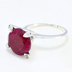 Indian Ruby Halo Indian Sterling Silver Red Gemstone Slim Romantic Ring Jewelry