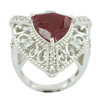 Indian Ruby Halo Egyptian Silver Red Gemstones Statement Filigree Ring Jewelry