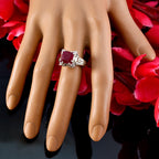 Indian Ruby Halo African 92.5 Silver Red Gemstones Classic Glamorous Ring Jewellery