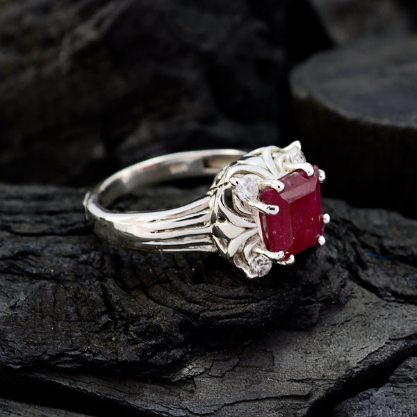 Indian Ruby Halo African 92.5 Silver Red Gemstones Classic Glamorous Ring Jewellery