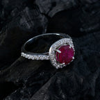 Indian Ruby Halo African Silver Red Gemstones Slim Romantic Ring Jewellery