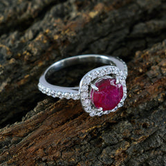 Indian Ruby Halo African Silver Red Gemstones Slim Romantic Ring Jewellery