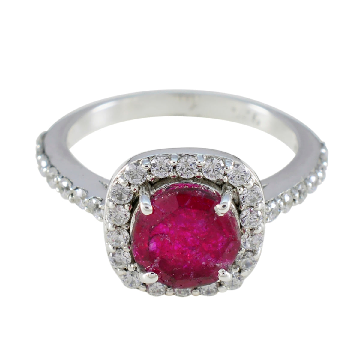 Indian Ruby Halo African Silver Red Gemstones Slim Romantic Ring Jewellery