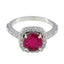 Indian Ruby Halo African Silver Red Gemstones Slim Romantic Ring Jewellery