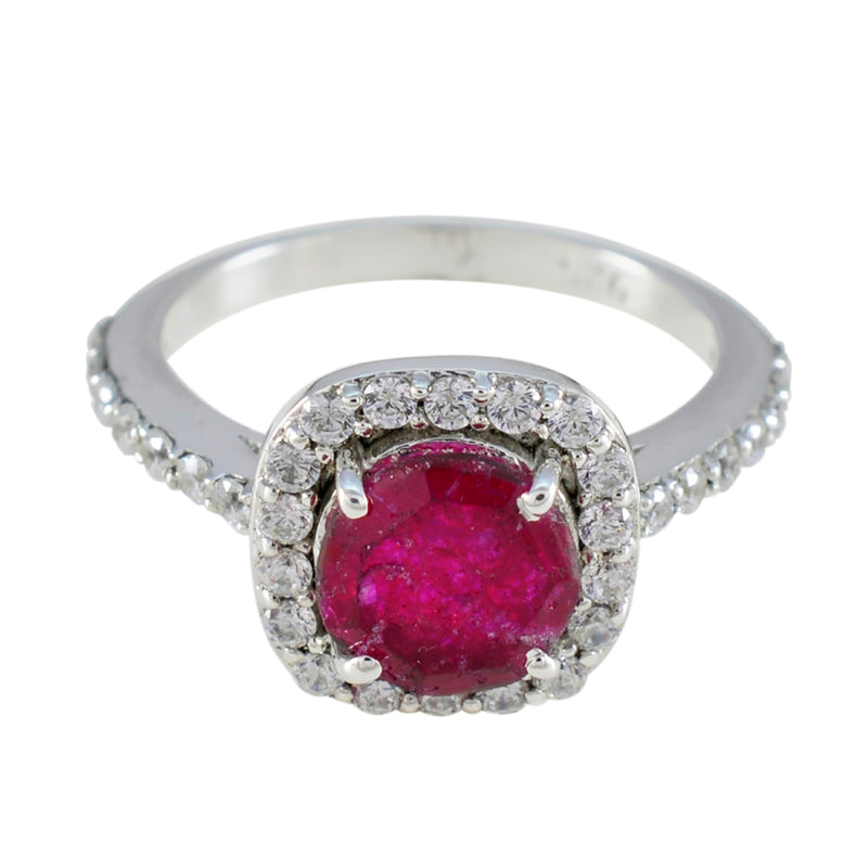 Indian Ruby Halo African Silver Red Gemstones Slim Romantic Ring Jewellery