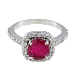 Indian Ruby Halo African Silver Red Gemstones Slim Romantic Ring Jewellery