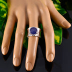 Indian Blue Sapphire Solitaire German 925 Silver Blue Gemstones Edgy Armor Band Jewelry