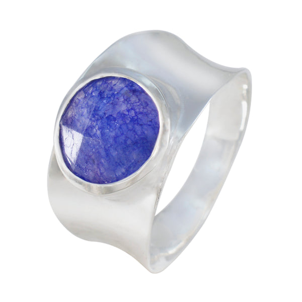 Indian Blue Sapphire Solitaire German 925 Silver Blue Gemstones Edgy Armor Band Jewelry