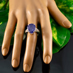 Indian Blue Sapphire Solitaire Egyptian Sterling Silver Blue Gemstone Eye catching Glamorous Ring Jewellery