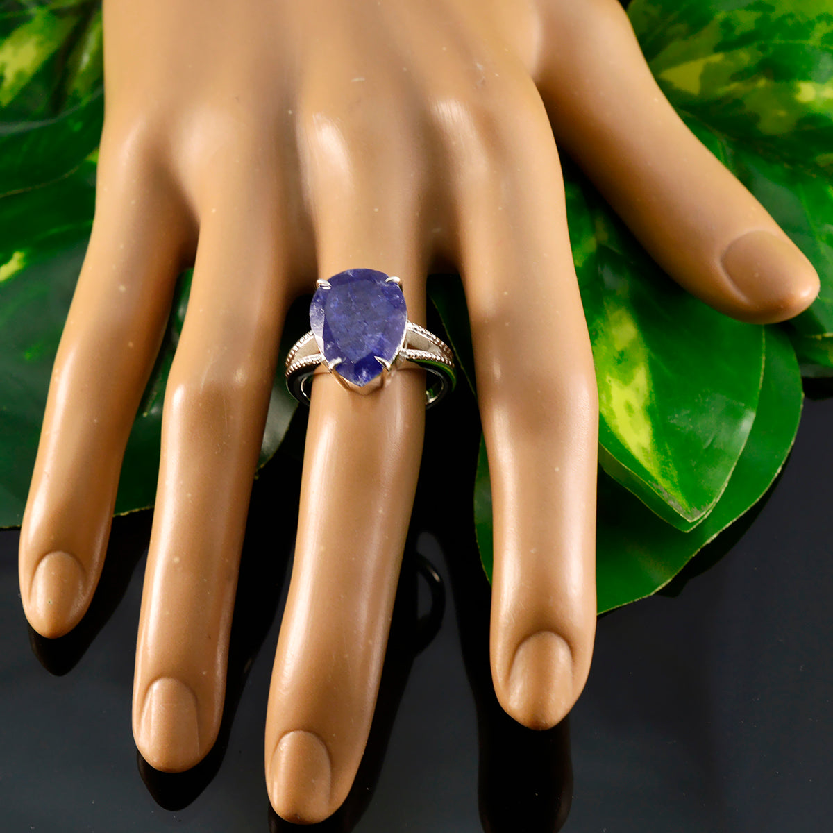 Indian Blue Sapphire Solitaire Egyptian Sterling Silver Blue Gemstone Eye catching Glamorous Ring Jewellery