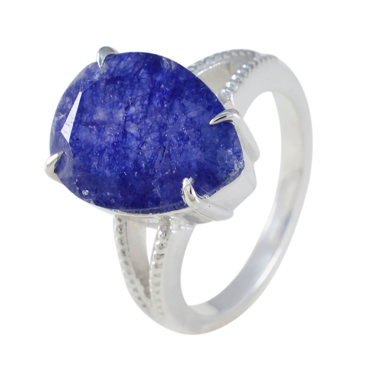 Indian Blue Sapphire Solitaire Egyptian Sterling Silver Blue Gemstone Eye catching Glamorous Ring Jewellery