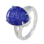 Indian Blue Sapphire Solitaire Egyptian Sterling Silver Blue Gemstone Eye catching Glamorous Ring Jewellery