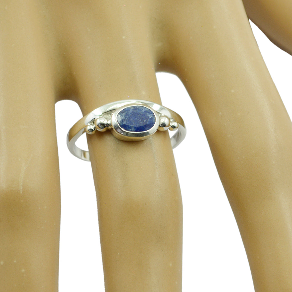 Indian Blue Sapphire Solitaire Korean 925 Silver Blue Gemstone Delicate Sophisticated Ring Jewelry