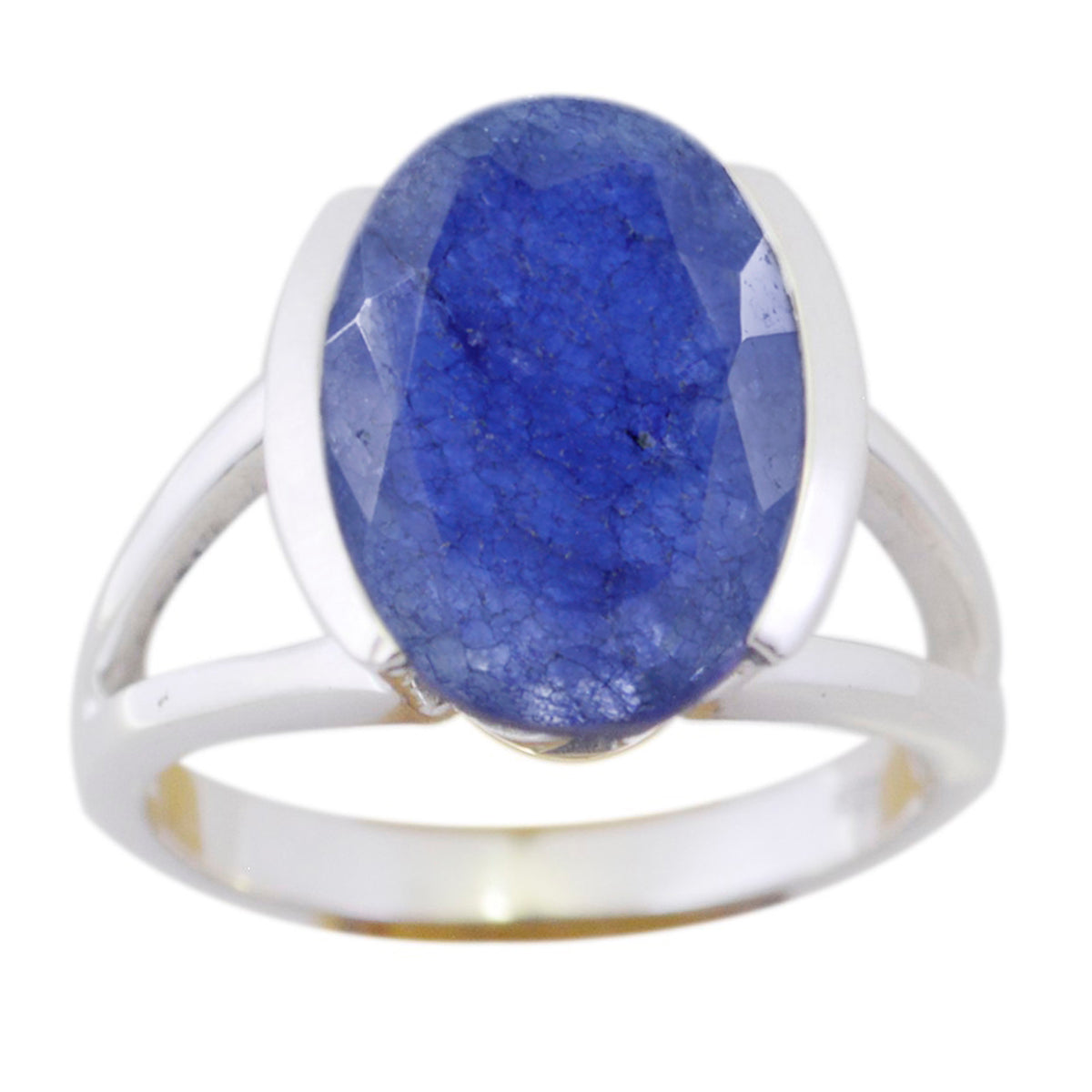 Indian Blue Sapphire Solitaire Russian Silver Blue Gemstone Classic  Sophisticated Ring Jewellery Главное изображение товара