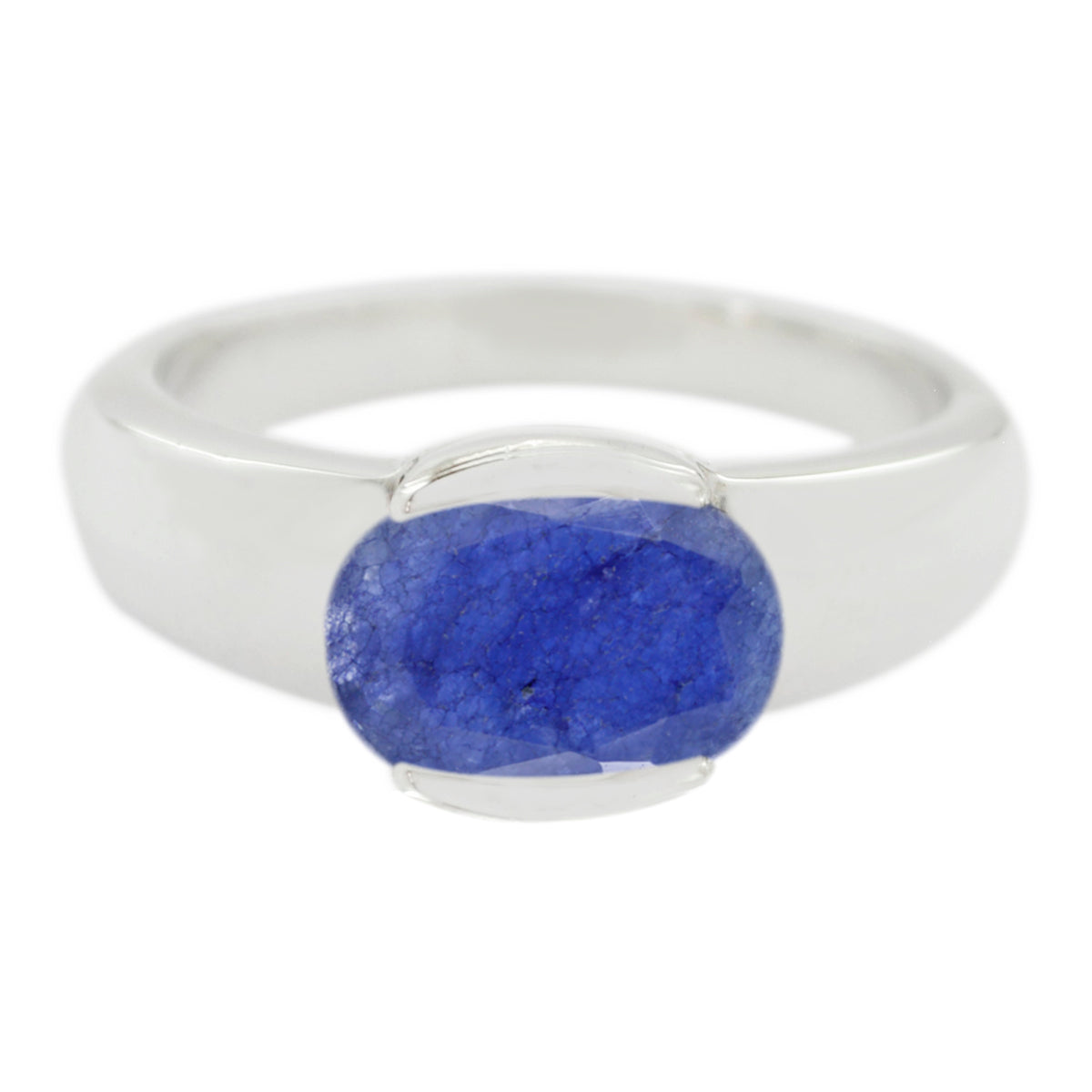Indian Blue Sapphire Solitaire Moroccan Sterling Silver Blue Gems Mid weight Feminine Ring Jewellery