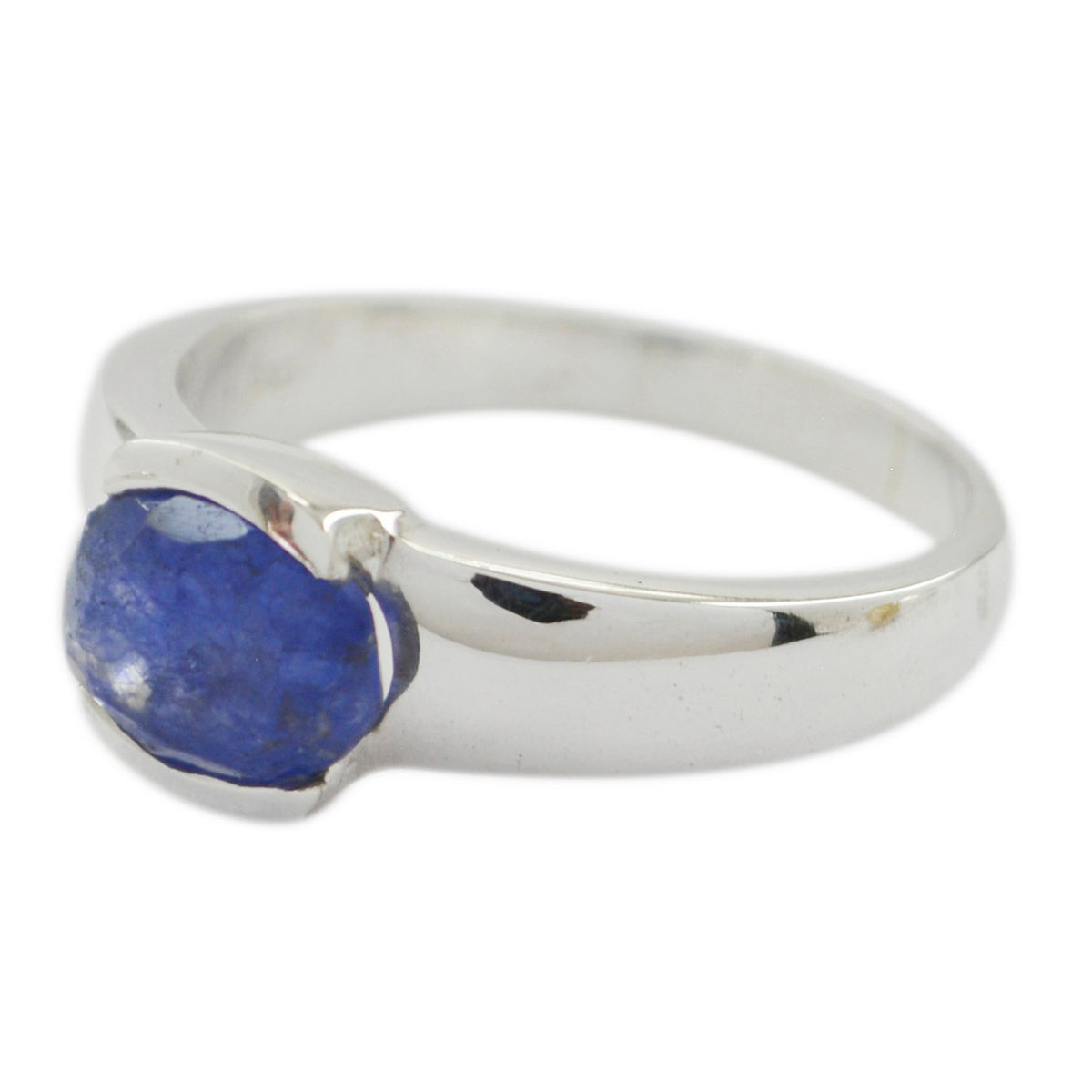 Bague féminine de poids moyen en argent sterling avec saphir bleu indien et solitaire marocain, pierres précieuses bleues Image secondaire du produit