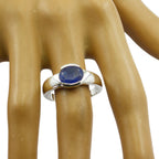 Indian Blue Sapphire Solitaire Moroccan Sterling Silver Blue Gems Mid weight Feminine Ring Jewellery