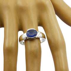 Indian Blue Sapphire Solitaire Moroccan Sterling Silver Blue Gems Mid weight Feminine Ring Jewellery