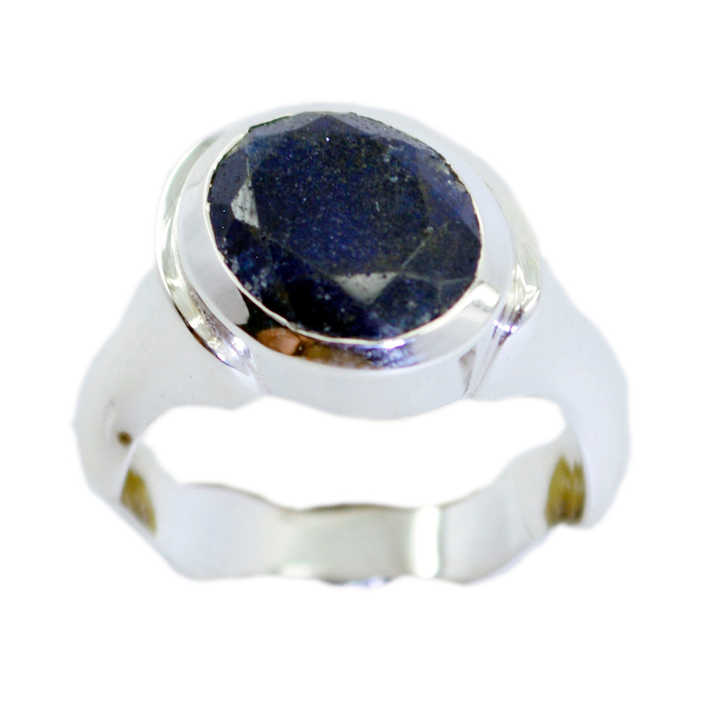 Indian Blue Sapphire Solitaire Indian 925 Sterling Silver Blue Gemstone Mid weight Romantic Ring Jewellery