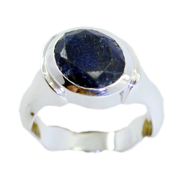 Indian Blue Sapphire Solitaire Indian 925 Sterling Silver Blue Gemstone Mid weight Romantic Ring Jewellery