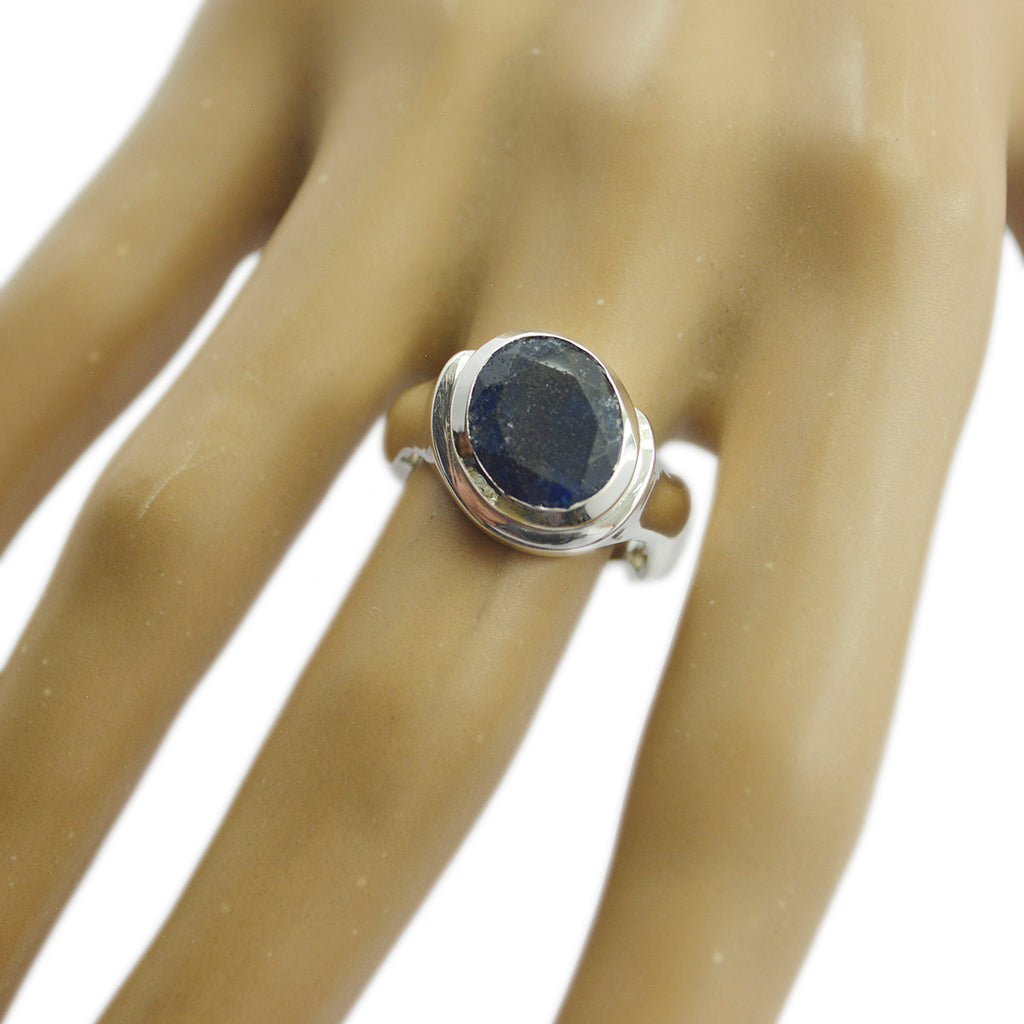 Indian Blue Sapphire Solitaire Indian 925 Sterling Silver Blue Gemstone Mid weight Romantic Ring Jewellery