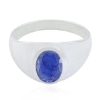 Indian Blue Sapphire Solitaire Russian Sterling Silver Blue Gemstones Minimal Boho Ring Jewelry