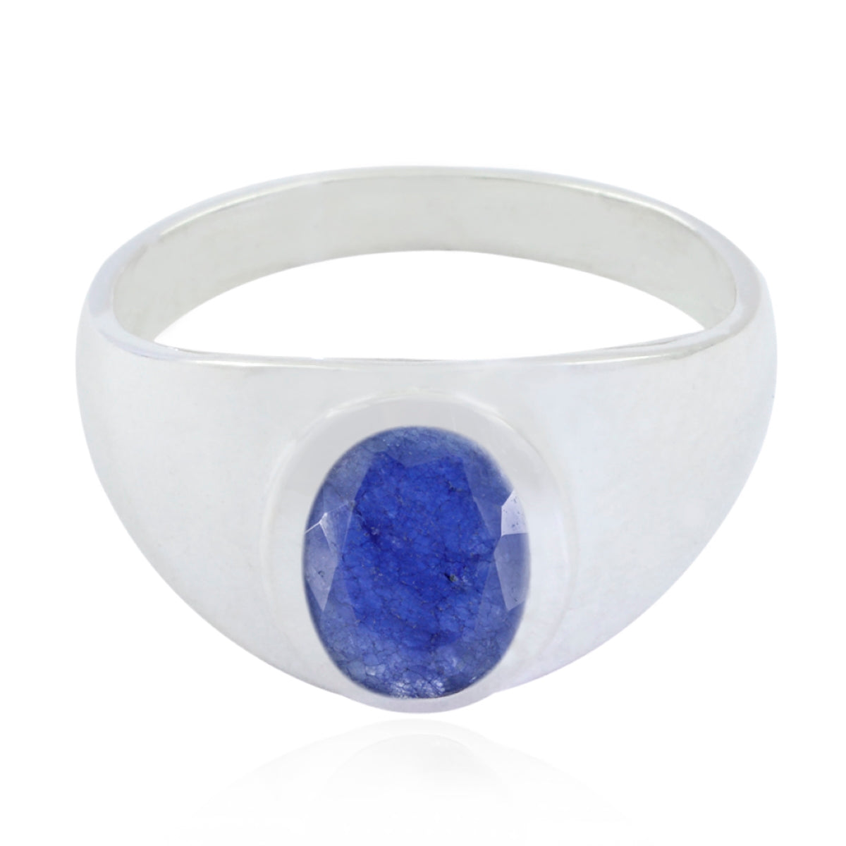 Indian Blue Sapphire Solitaire Russian Sterling Silver Blue Gemstones Minimal Boho Ring Jewelry