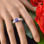 Indian Blue Sapphire Solitaire Turkish Silver Blue Gemstone Whisper thin Contemporary Ring Jewellery