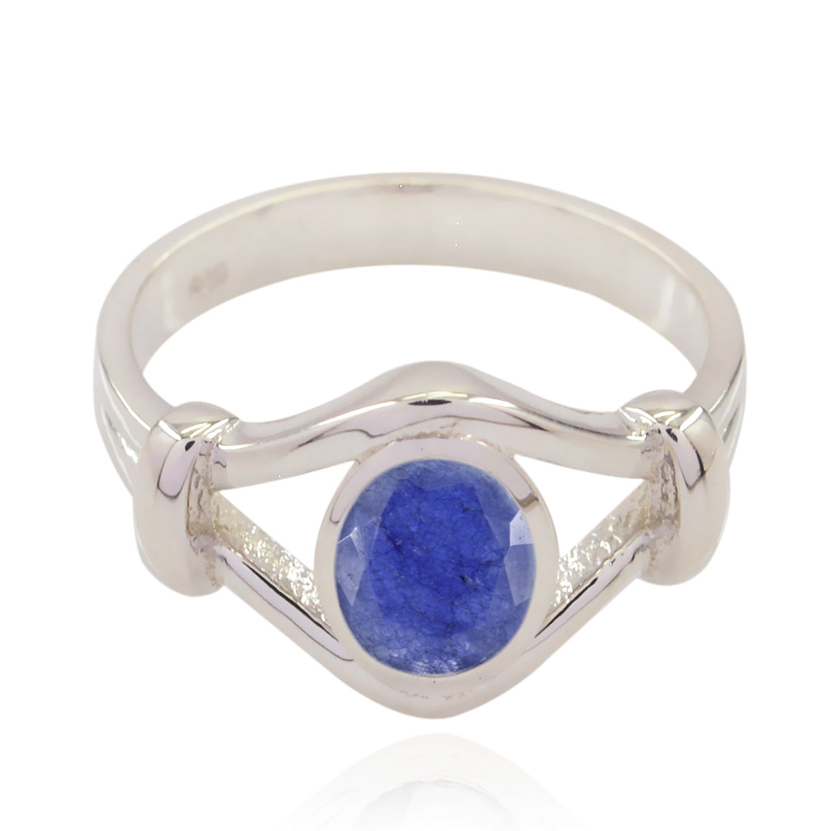 Indian Blue Sapphire Solitaire African Sterling Silver Blue Gemstones Slim Traditional Ring Jewellery Hoofdafbeelding