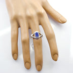 Indian Blue Sapphire Solitaire African Sterling Silver Blue Gemstones Slim Traditional Ring Jewellery