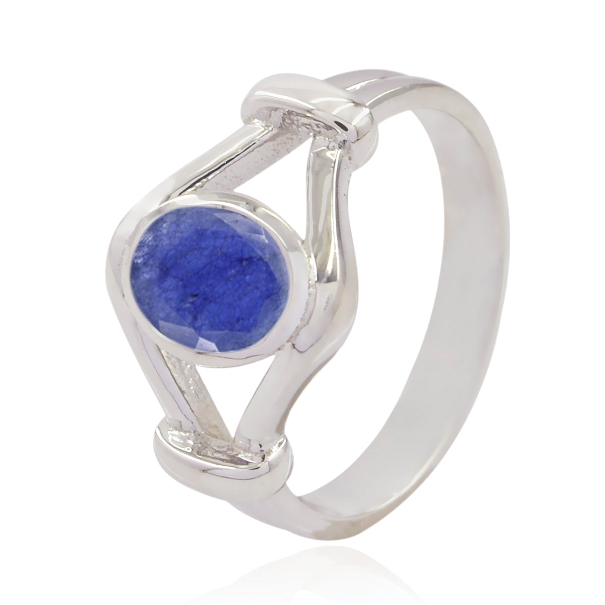 Indian Blue Sapphire Solitaire African Sterling Silver Blue Gemstones Slim Traditional Ring Jewellery