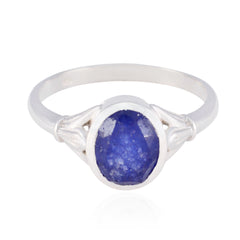 Indian Blue Sapphire Solitaire African 925 Sterling Silver Blue Gems Tiny Artisan Ring Jewelry