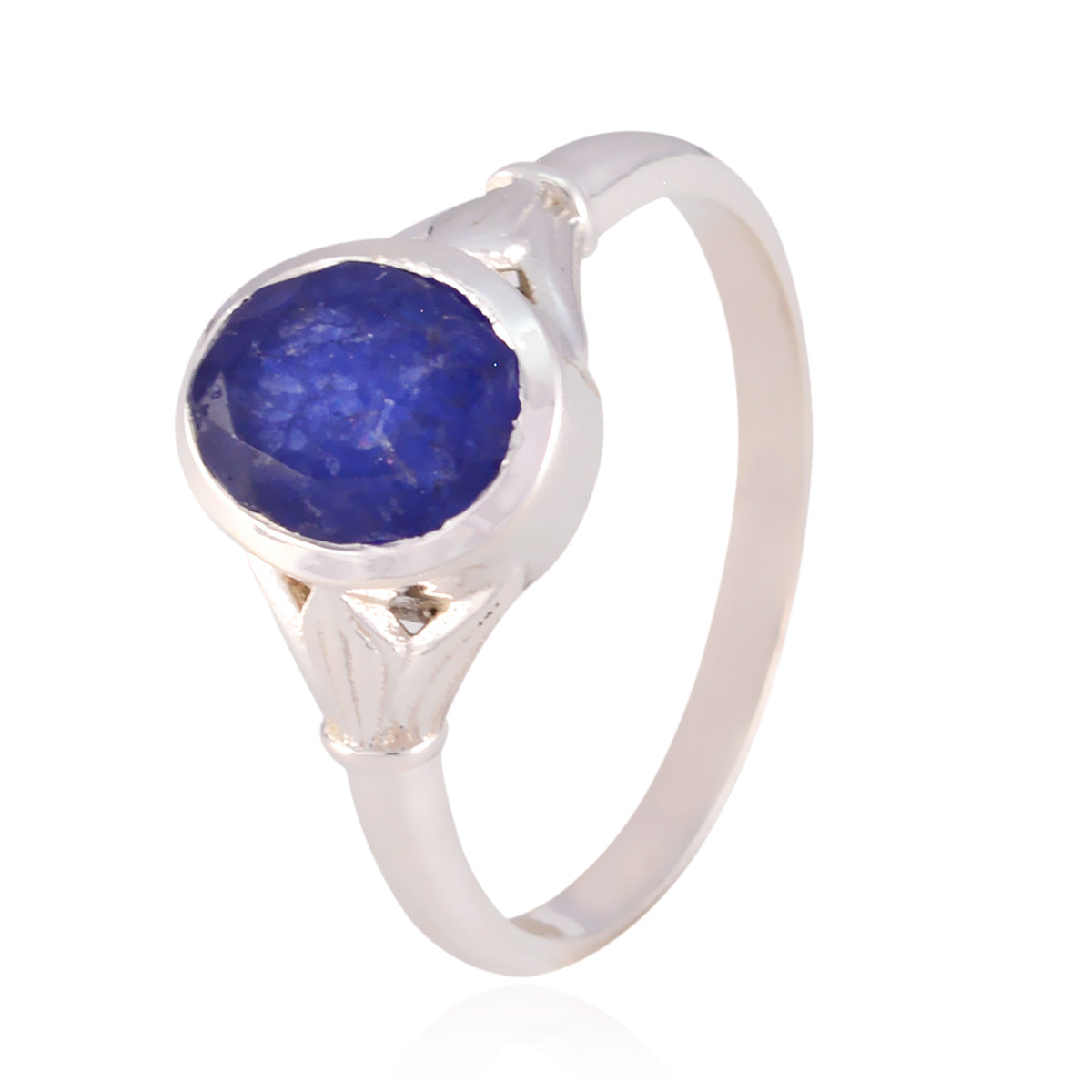 Bague artisanale en argent sterling 925 avec saphir bleu solitaire indien et pierres précieuses bleues Image secondaire du produit