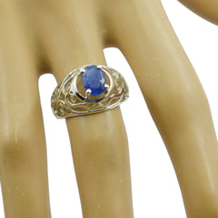 Indian Blue Sapphire Solitaire Latin American Silver Blue Gemstone Whisper thin Filigree Ring Jewelry