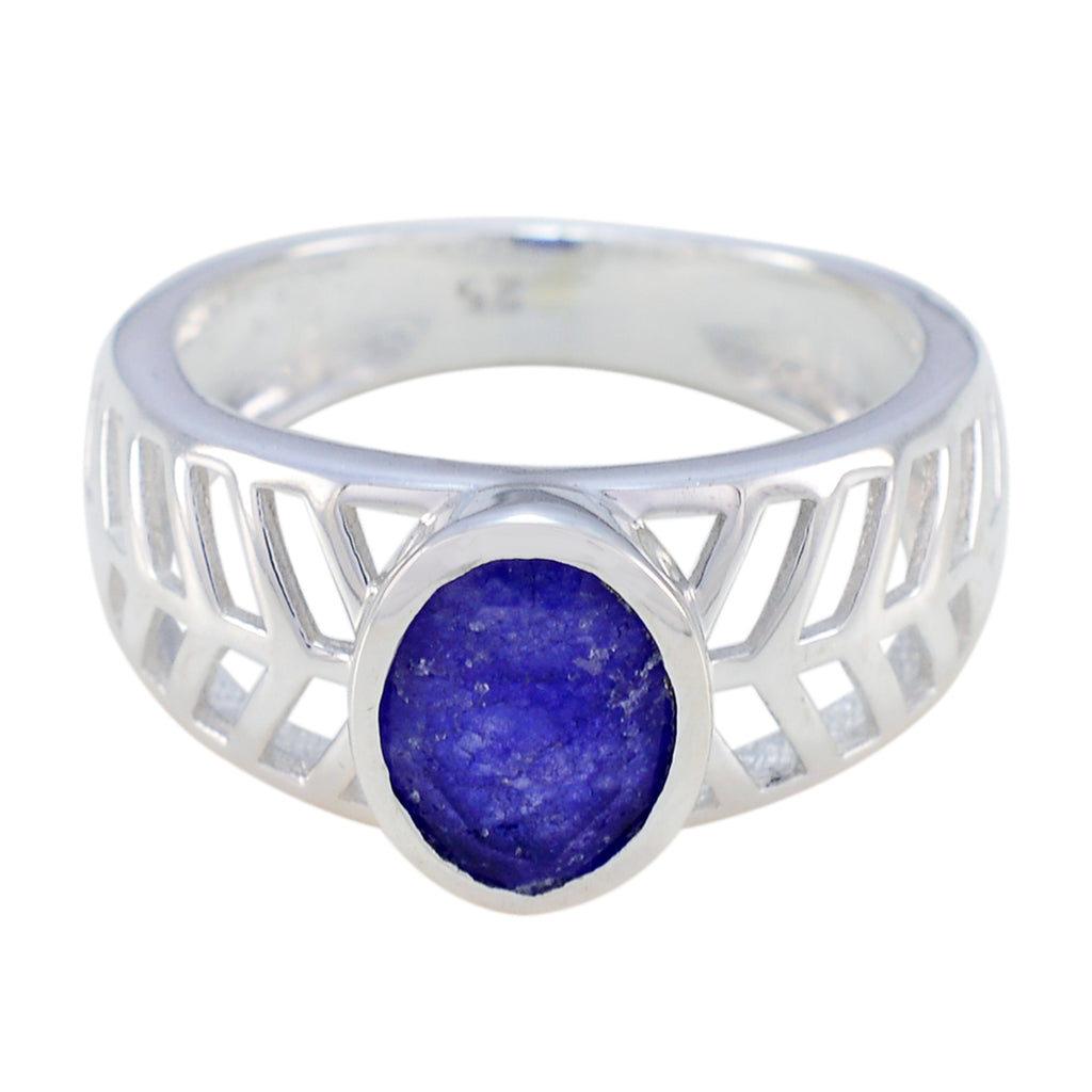 Indian Blue Sapphire Solitaire Italian Silver Blue Gems Featherlight Rope Wire Ring Jewelry