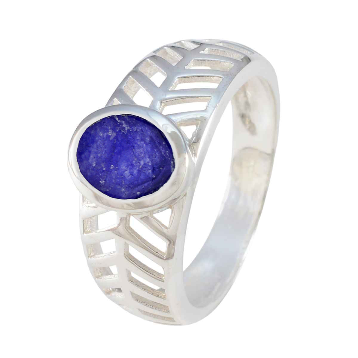 Indian Blue Sapphire Solitaire Italian Silver Blue Gems Featherlight Rope Wire Ring Jewelry